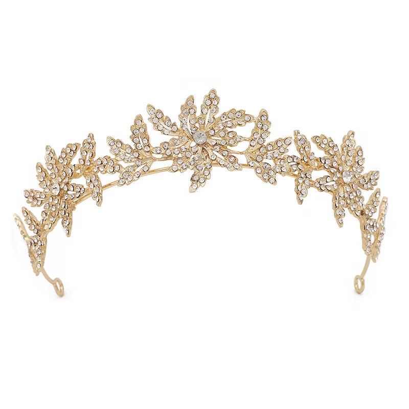 USA Queen Pageant Crown Flower Rhinestone Tiara Halloween Cosplay Designer Wedding Party Hair Accessories