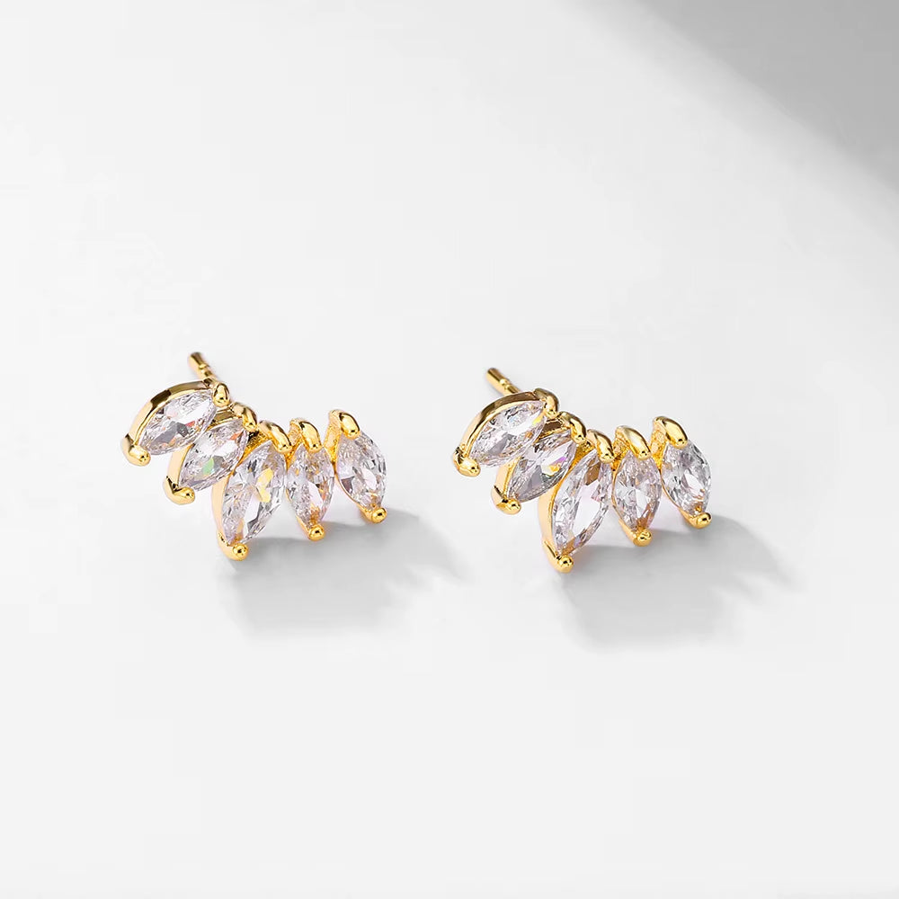 Simple Geometric Fan-Shaped Earrings Luxury Micro-Set Horse Eye Zircon Earrings