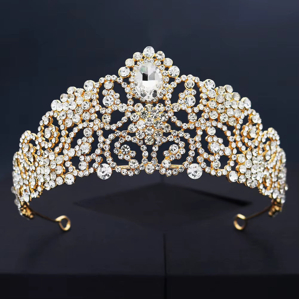 Classical Orchid Bride Jewelry Tiara Grand Wedding Banquet Performance Crown Party Girl Tiara