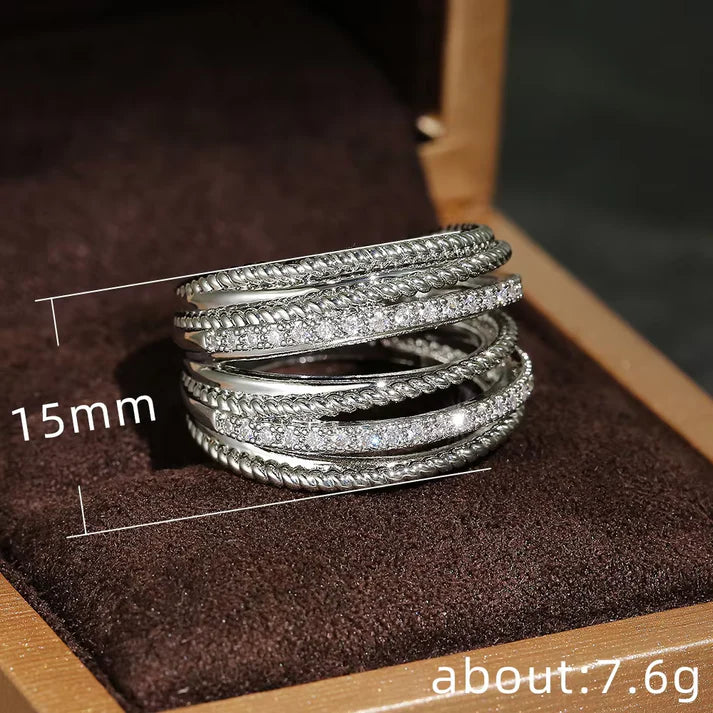 Rope Fine Jewelry Diamond Silver Ring Exquisite Micro Set Zircon Ring