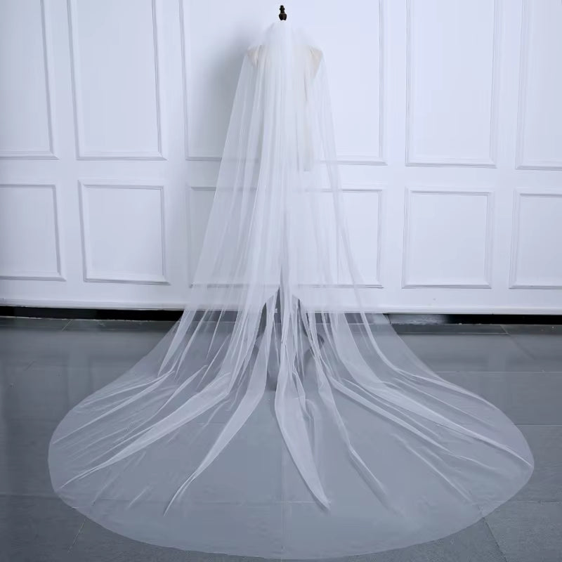 Simple Cut Edge Bride Cathedral Wedding Veil 