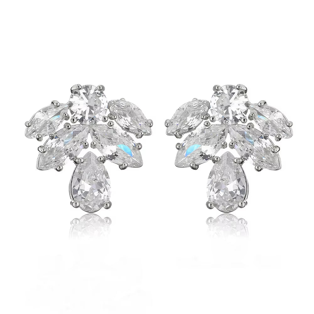 Luxury Super-Flash Horse-Eye Zircon Earrings Female Exquisite Small Personality Match Earrings