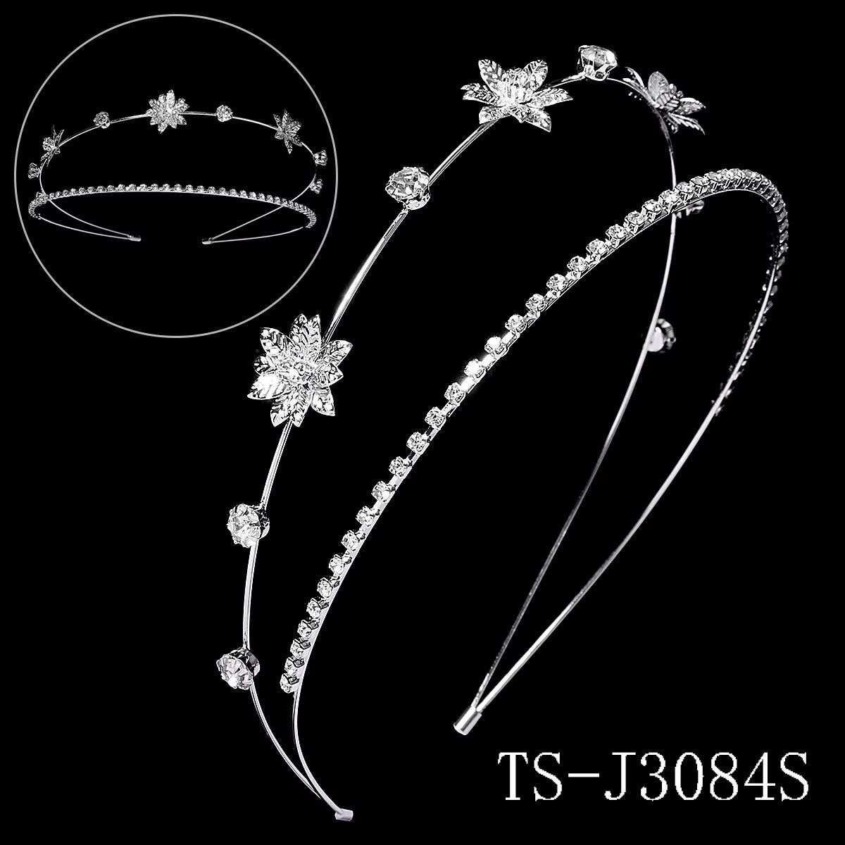 Drop Shipping Silver Color Metal Flower Headband Party Girls Hot Sale Wedding Bride Crystal Tiaras for Bridal Hairband for Party