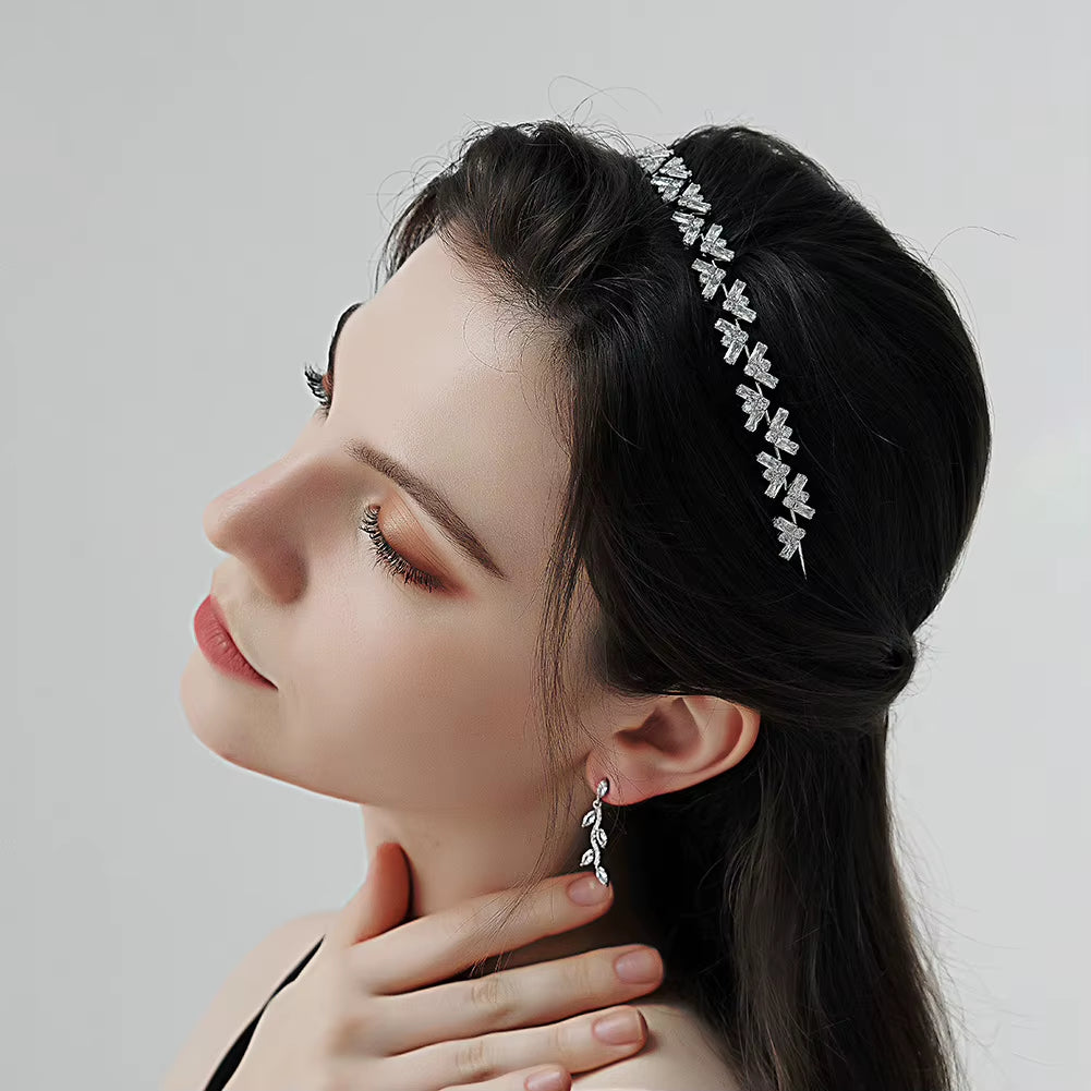 2021 Fashion Simple Women Alloy Hair Band Bridal Hair Accessories with Crystal Metal Headbands for Girls