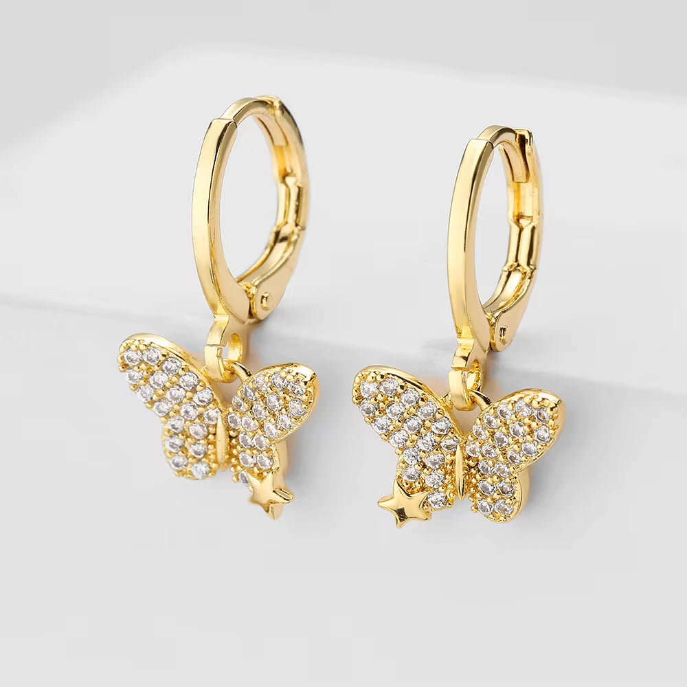 New Tide Exquisite Small Earrings Creative Design Full Set Zircon Butterfly Earrings Women Jewelry