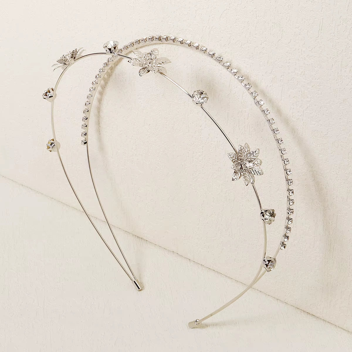 Drop Shipping Silver Color Metal Flower Headband Party Girls Hot Sale Wedding Bride Crystal Tiaras for Bridal Hairband for Party