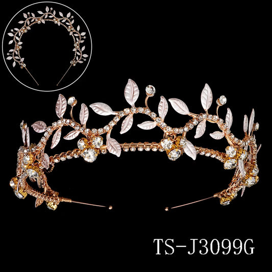 American Style Gold Metal Leaves Rhinestone Headband Fashion Girls Headpieces Hair Accessories Wholesale Hairband Headwear