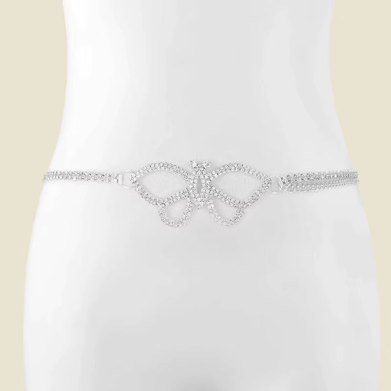 Rhinestone Butterfly Waist Chain  Belt for Women