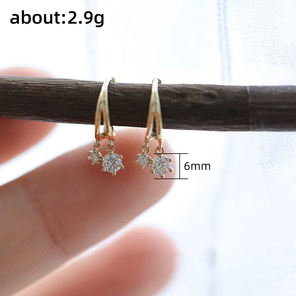 Geometric Shiny Zirconia Earrings Female Dangling Diamond Earrings Wedding Bride Jewelry