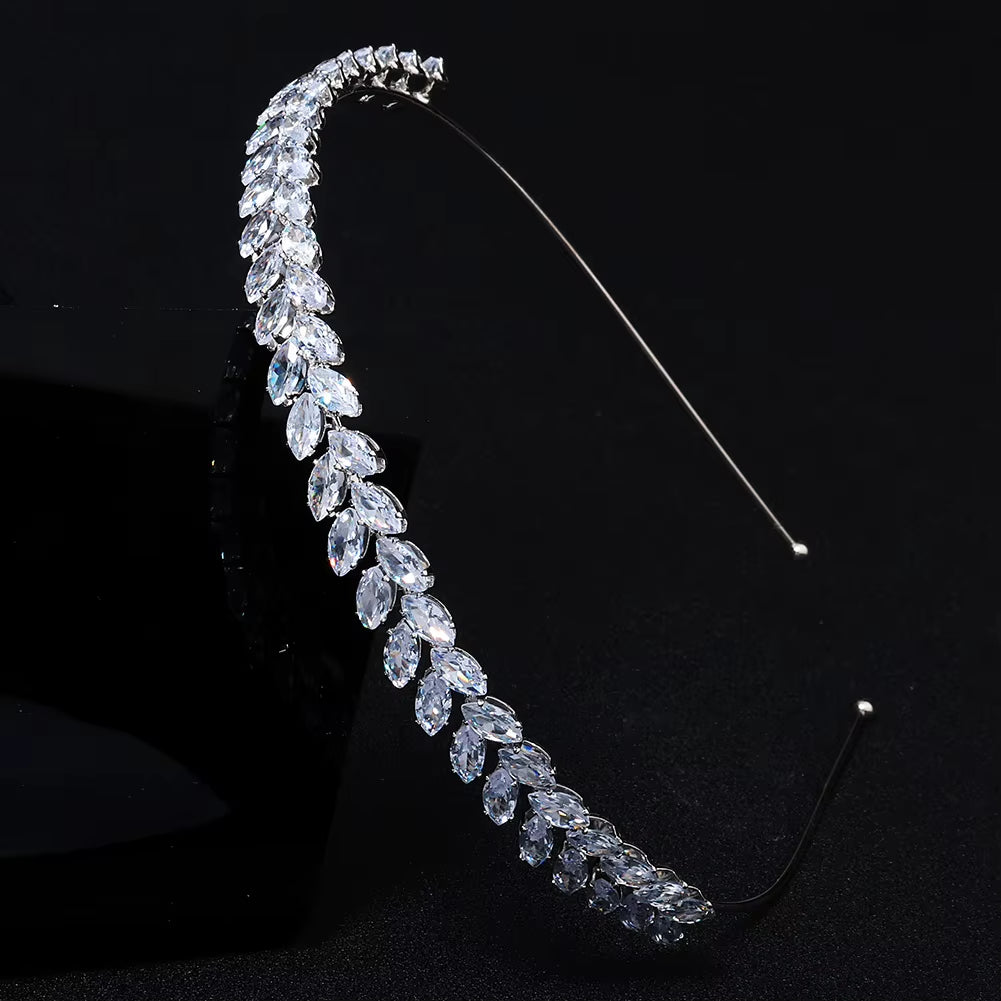 Two Rows Crystal Bridal Jewelry Headdress Zircon Headband Grand Party Wedding Dress Tiara Hair Band