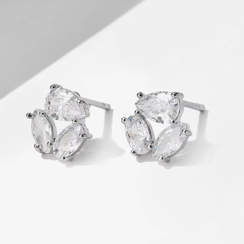 New Zircon Simple Fashion Earrings Bridal Europe and the United States Exaggerated Earrings