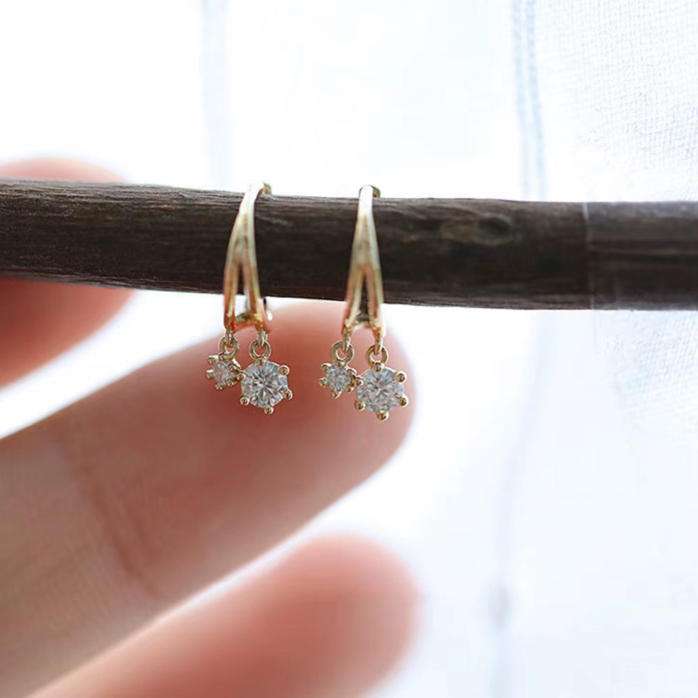 Geometric Shiny Zirconia Earrings Female Dangling Diamond Earrings Wedding Bride Jewelry