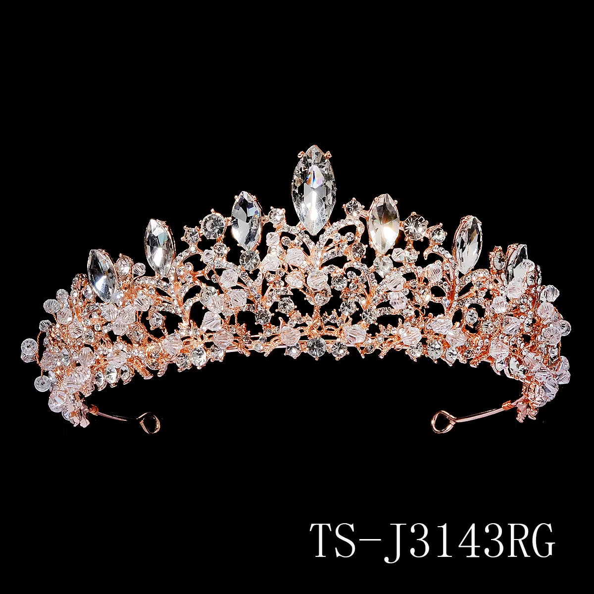 Rose Gold Beads Bridal Crowns Handmade Tiara Bridal Headband Crystal Rhinestone Queen Crown Wedding Hair Accessories