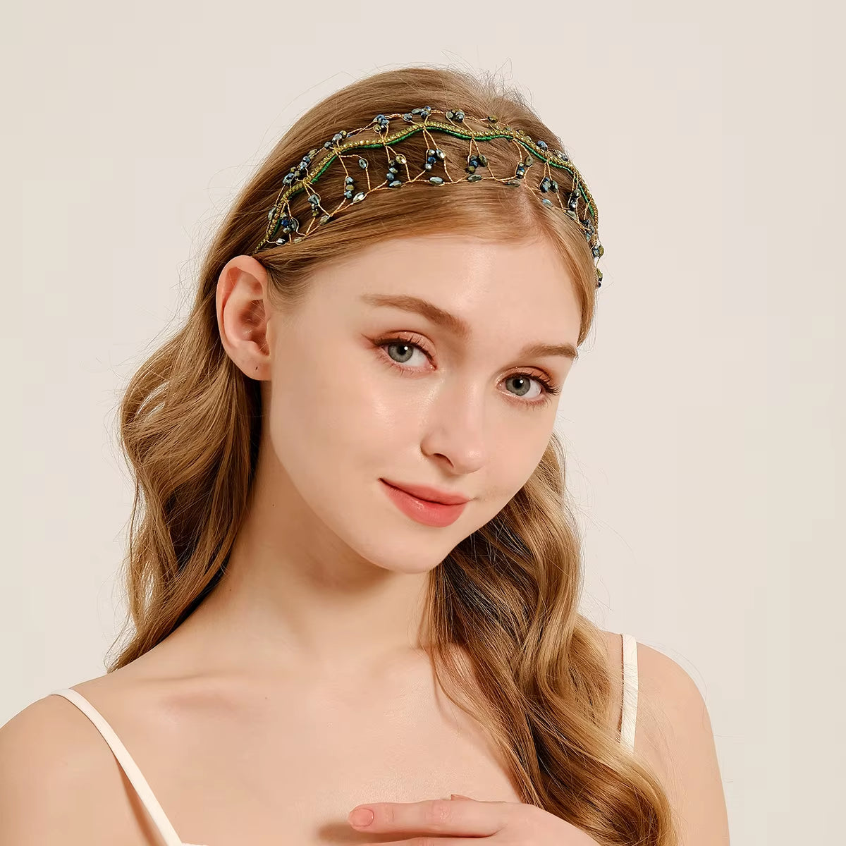 Handmade Crystal Beaded Headband Multi-Color Crystal Women'S Hair Accessories Daily Simple Variety of Wear Accessories