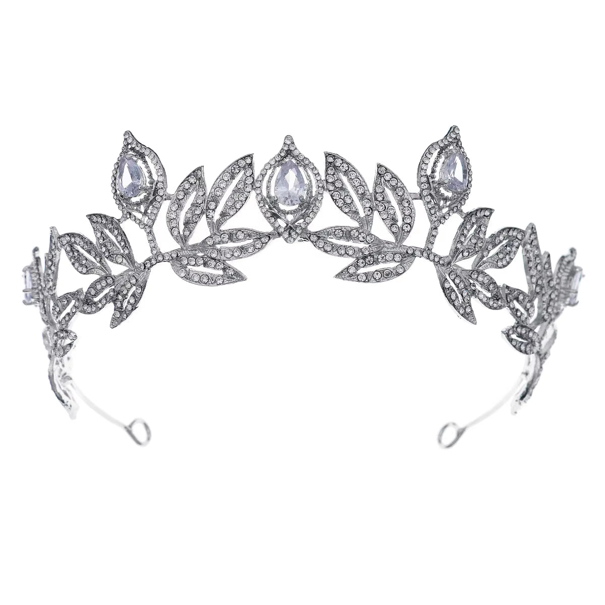 Classic Rhinestone Leaf Alloy Crown Wedding Headdress for Bride Bridal Accessories Tiara