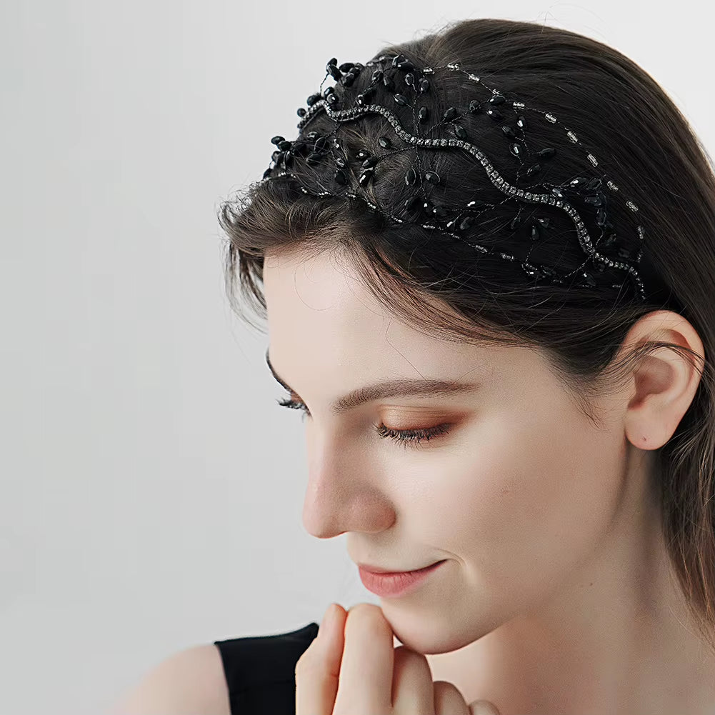 Middle East Arabic Muslim Black Bead Headband Fashion Girls Headpieces Hair Accessories Wholesale Mesh Headwear