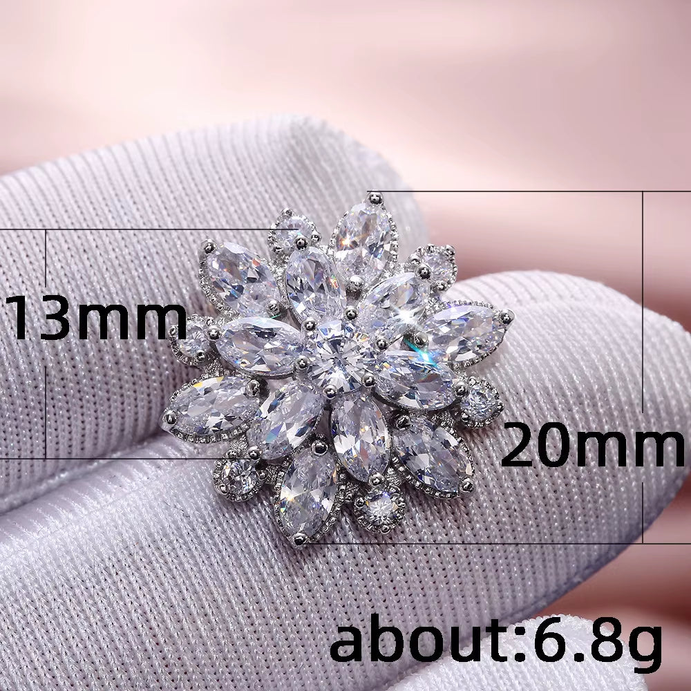 Wholesale Fancy Small Earrings Stud Woman Ladies Designs for Party Girls Luxury Sunflower Double Zircon Women'S Earrings