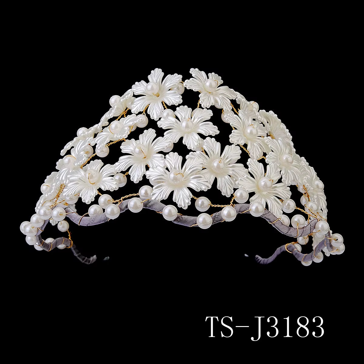 Fashion Mesh Hairband Handmade Pearl Girls Acrylic Flower Headband Headpieces Bridal Yiwu Hair Accessories Wholesale