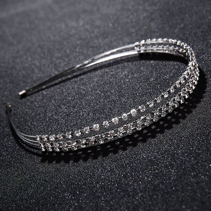 Three Rows Rhinestone Headband for Party Elegant Headpiece Hair Accessories Manufacturers China