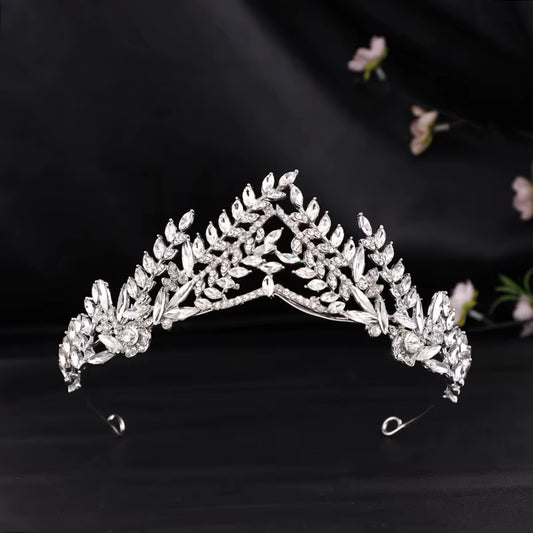 Wedding Accessories Bride Alloy Rhinestone Crystal Crown Tiaras Ladies Hair Jewelry