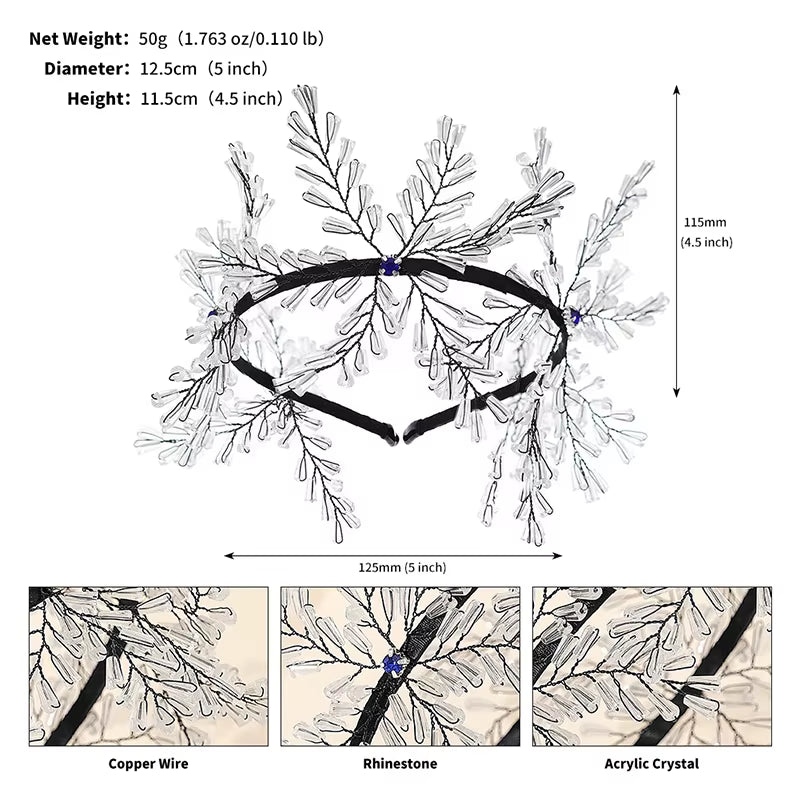 Elegant Cubic Rhinestone Wedding Hair Crown with Vintage Crystal Bridal Tiara Leaf Wedding Hair Jewelry Black White for Wedding