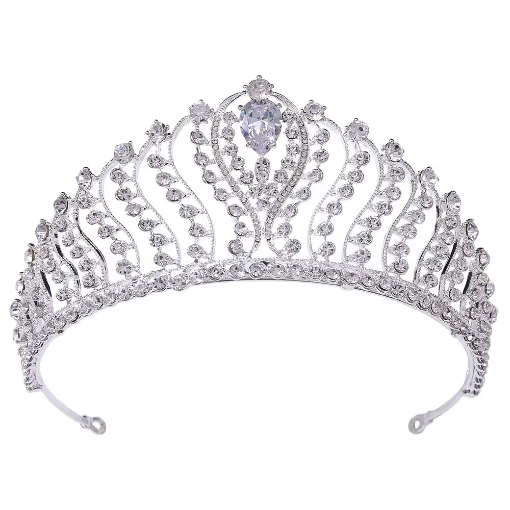 Headpiece Rhinestone Crown with Pearl Classic Crystal Princess Wedding Crowns Bridal Tiaras for Party Hair Accessories