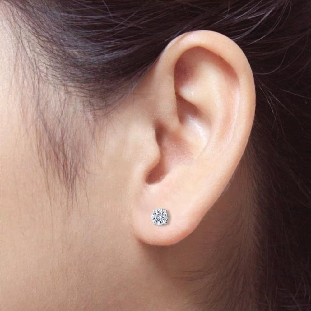 Micro-Set round Heart Shape Diamond Zirconia Earrings Female Hip-Hop Style Stud Earrings Geometric Jewelry