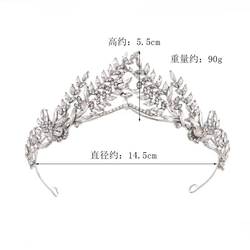 Wedding Accessories Bride Alloy Rhinestone Crystal Crown Tiaras Ladies Hair Jewelry