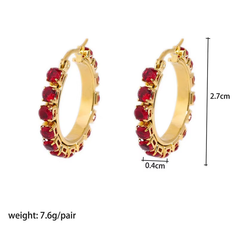 Fashion Zircon Earrings Simple Light Luxury High Sense Earrings Stainless Steel 18K Gold Earrings for Women