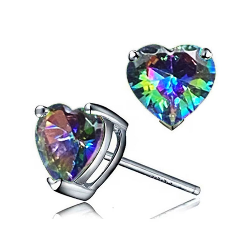 Super Shiny Zirconia Stud Drop Earrings Women'S Jewelry Heart Star Shape Earrings Girls Accessories