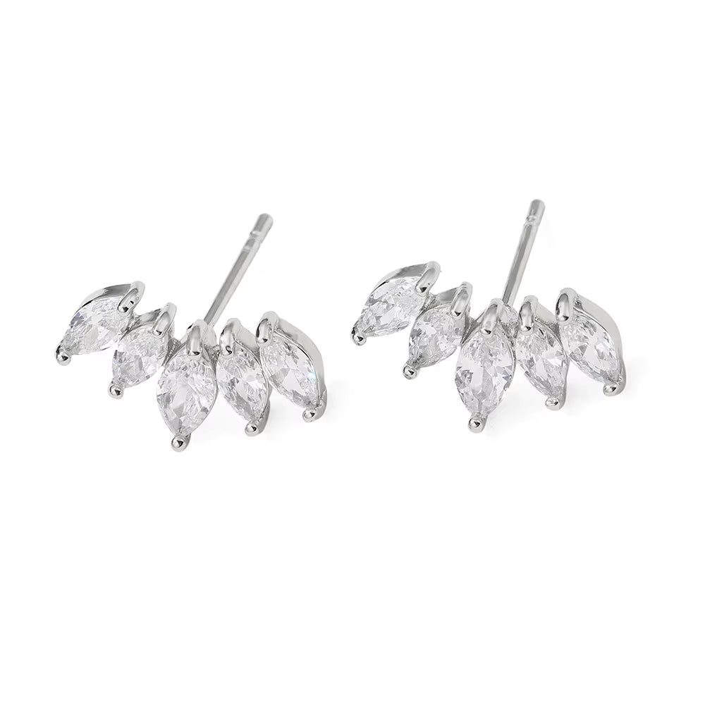 Simple Geometric Fan-Shaped Earrings Luxury Micro-Set Horse Eye Zircon Earrings