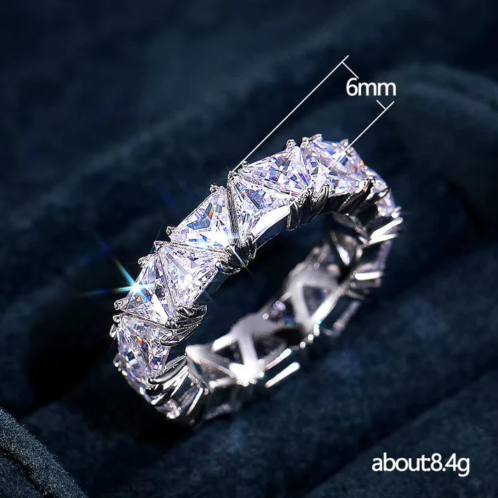 Triangular Zircon Eternity Band - Modern Minimalist Design