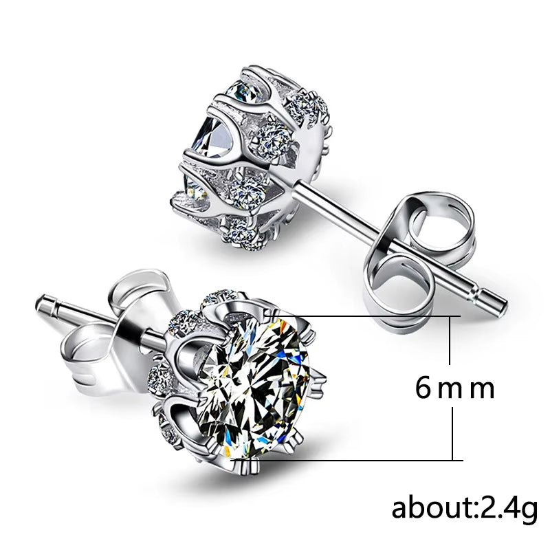 Round Zircon Earrings Snowflake Flower Stud Earrings Best Selling Earrings Jewelry