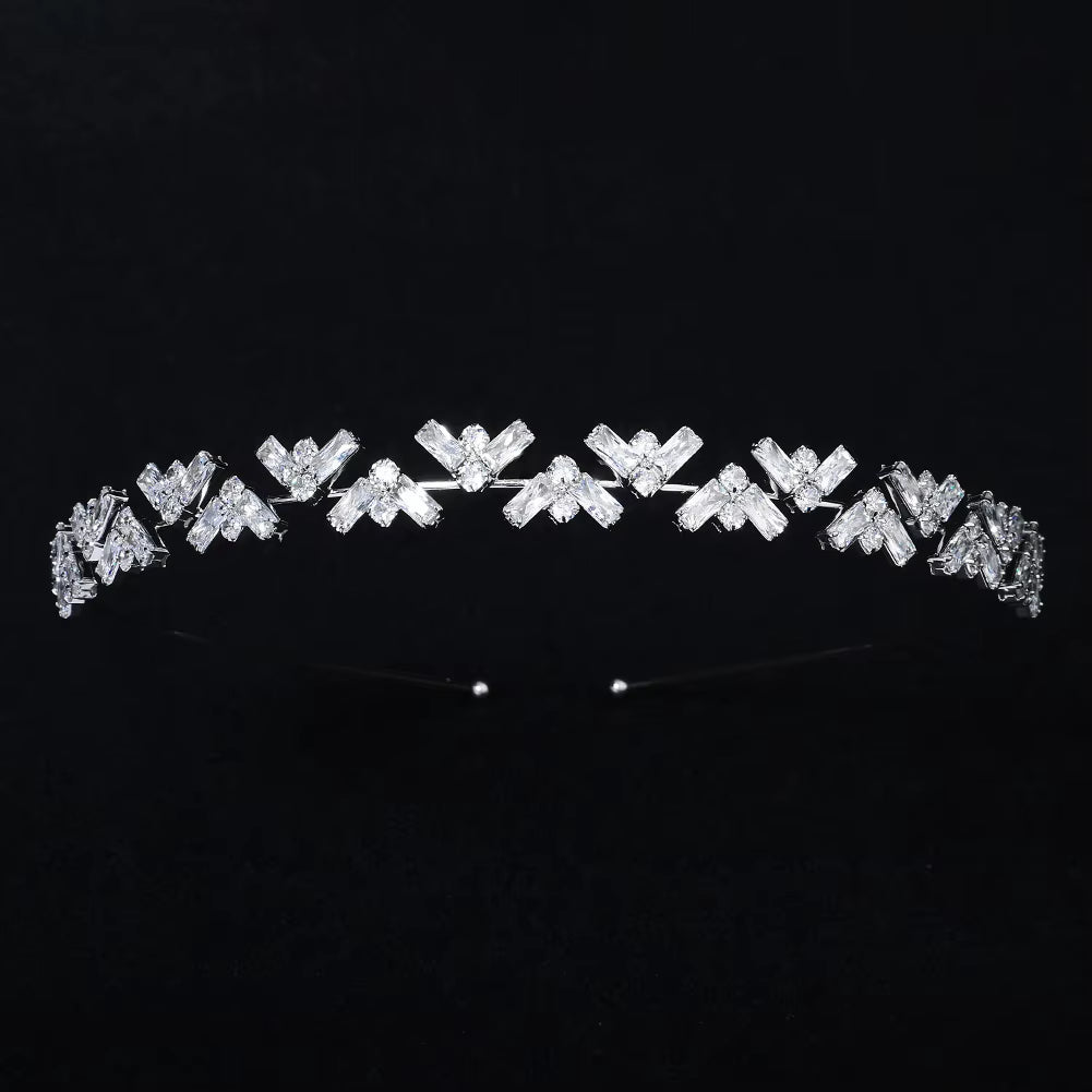 2021 Fashion Simple Women Alloy Hair Band Bridal Hair Accessories with Crystal Metal Headbands for Girls