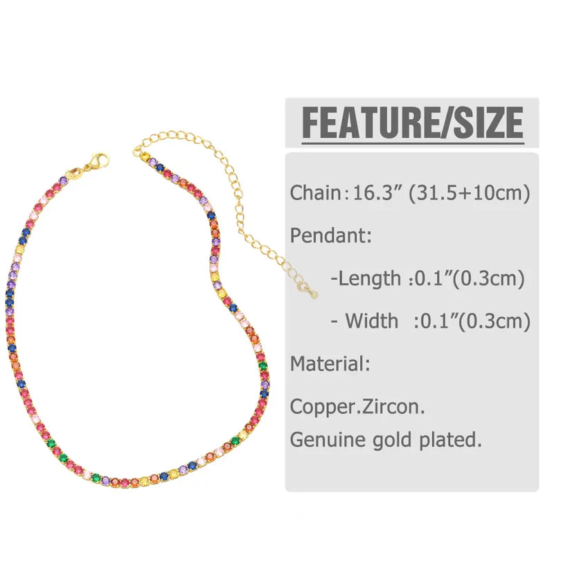 Colored Zircon Tennis Necklace - Hip-Hop Style Ins-Inspired Diamond Chain