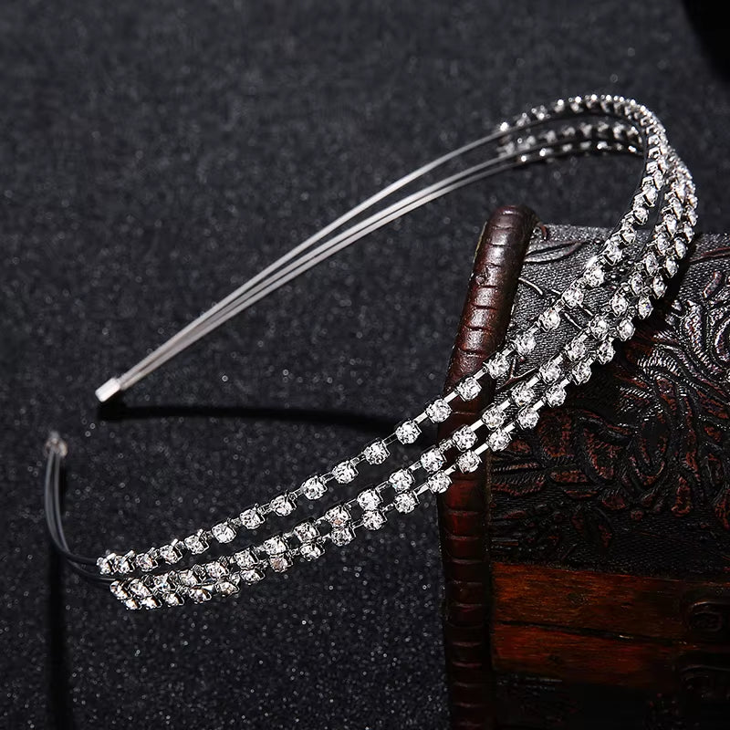 Three Rows Rhinestone Headband for Party Elegant Headpiece Hair Accessories Manufacturers China