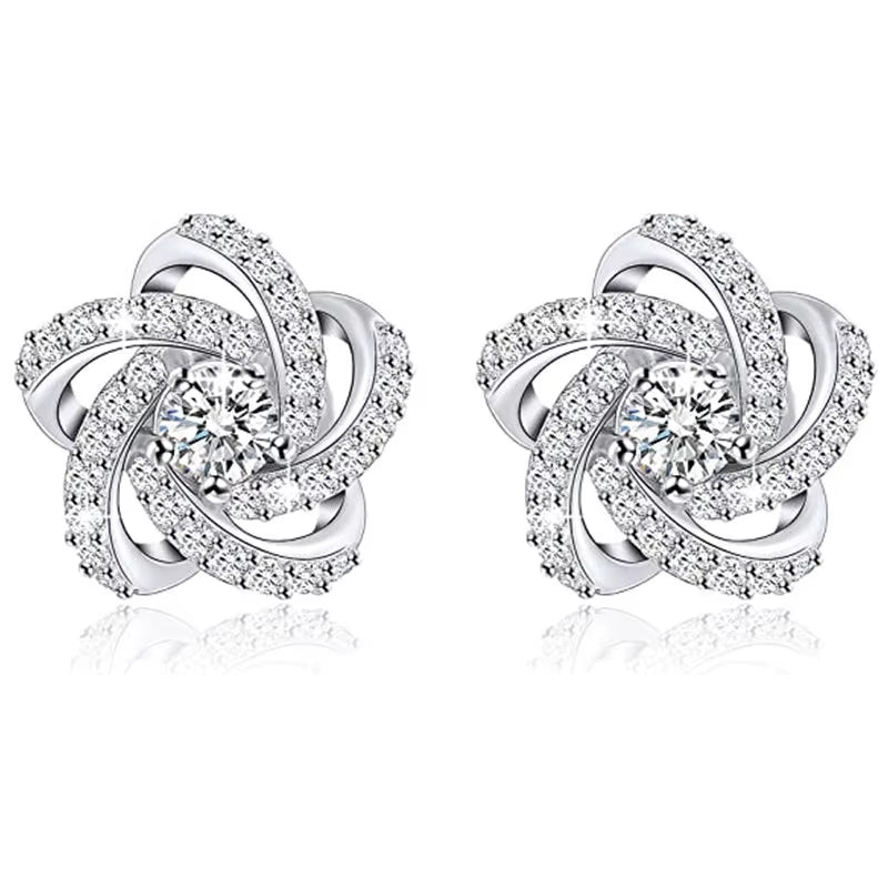 Micro-Set round Heart Shape Diamond Zirconia Earrings Female Hip-Hop Style Stud Earrings Geometric Jewelry