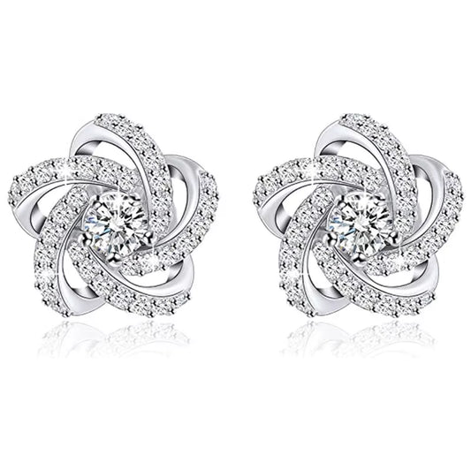 Micro-Set round Heart Shape Diamond Zirconia Earrings Female Hip-Hop Style Stud Earrings Geometric Jewelry