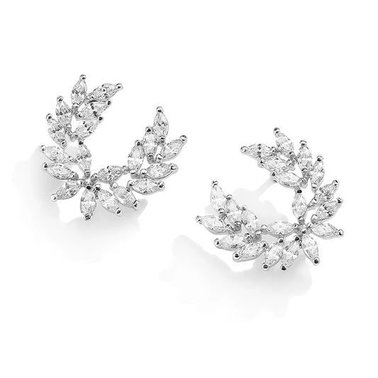 Fashion Small Fresh Exquisite Flower Earrings Full Set Zircon Earrings Bride Jewelry