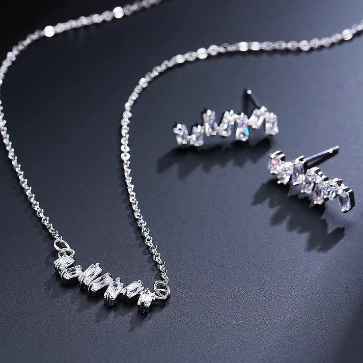 Two-Piece Irregular Zircon Jewelry Set – Simple Necklace & Earrings