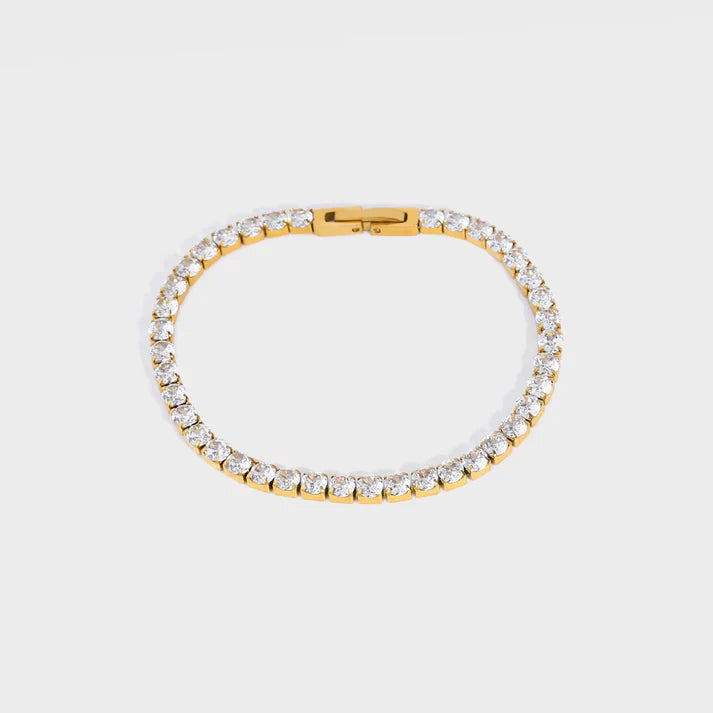 18K Gold-Plated Titanium Steel Bracelet - Zircon-Set Women's Jewelry